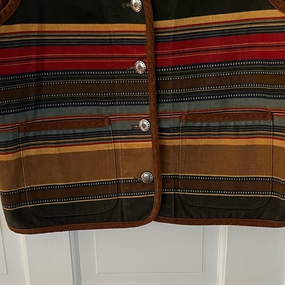 Jones New York Sport VTG Boho Aztec Women’s Souwestern Vest Size MP Blanket - Picture 3 of 10